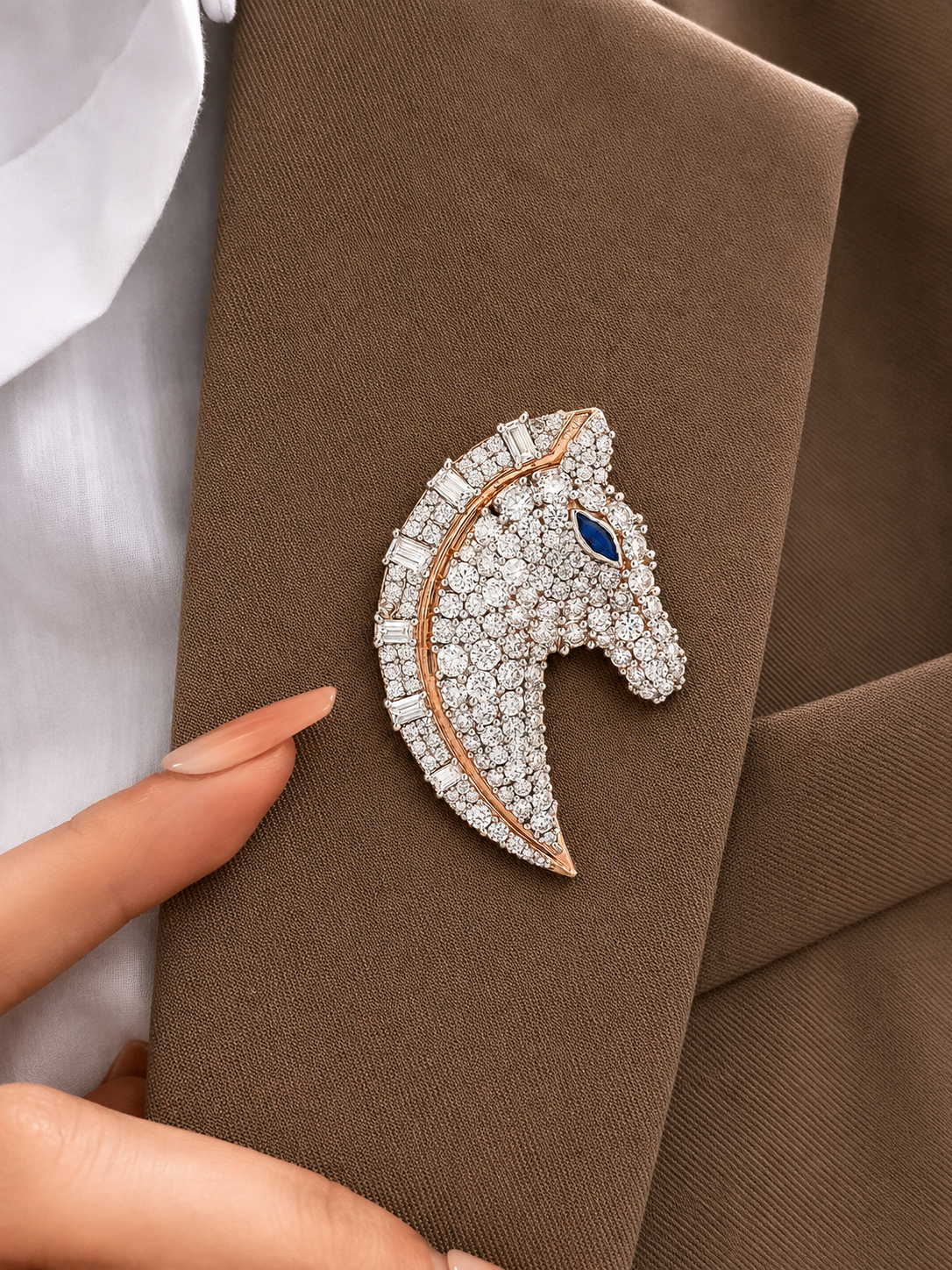 Majestic Diamond & Sapphire Equine Statement Brooch