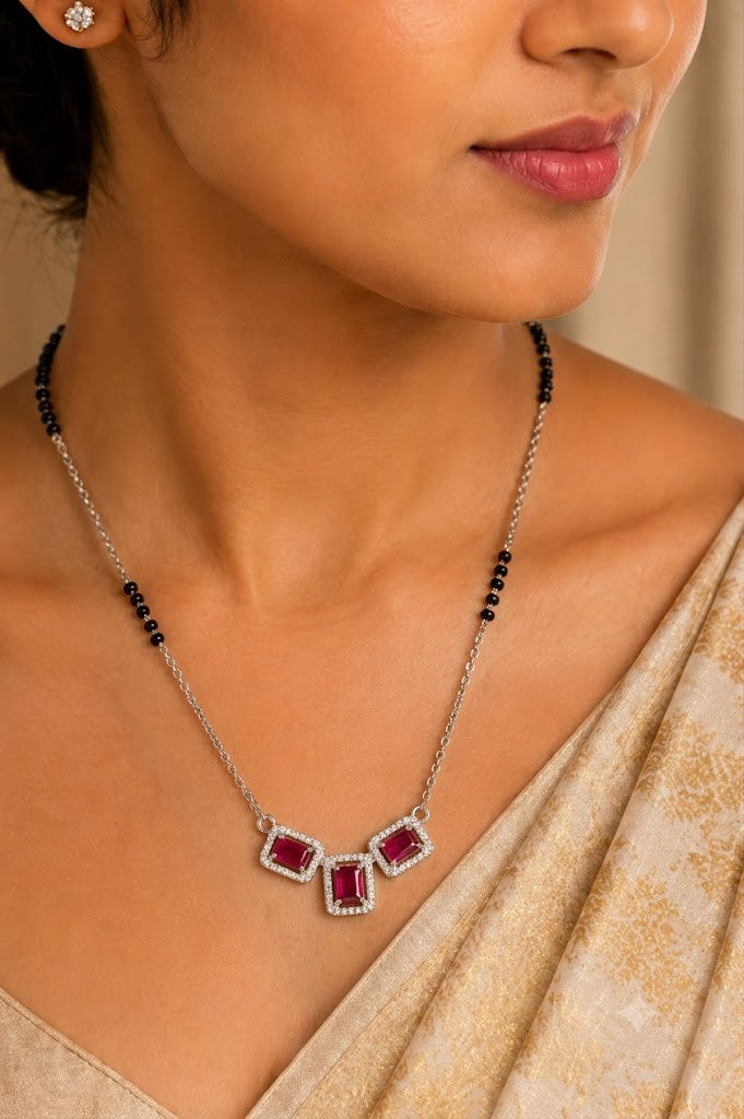 Regal Ruby-Tone Geometric Mangalsutra