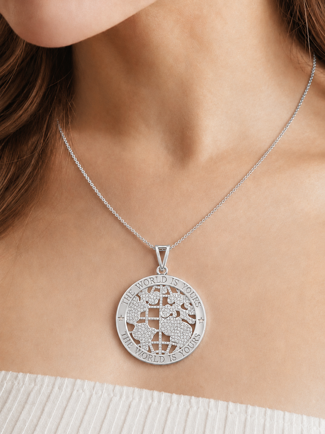 "The World Is Yours" Globe Medallion Necklace