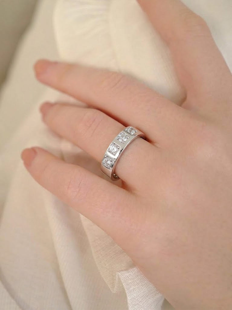 Classic Four-Stone Bezel Band