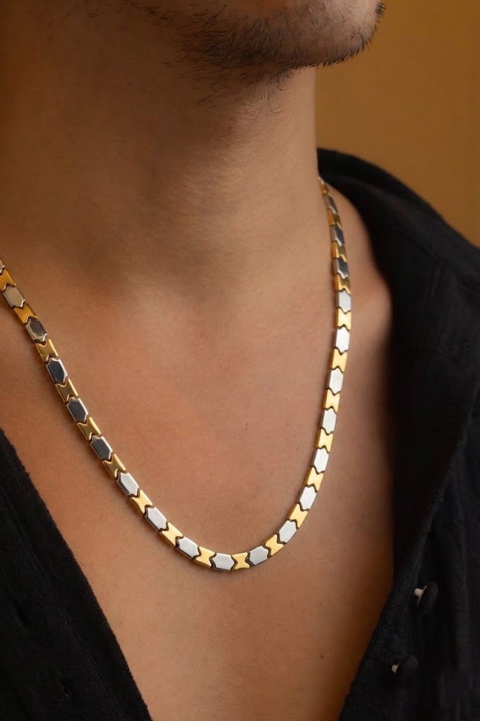 Modern Chevron Two-Tone Gents Chain