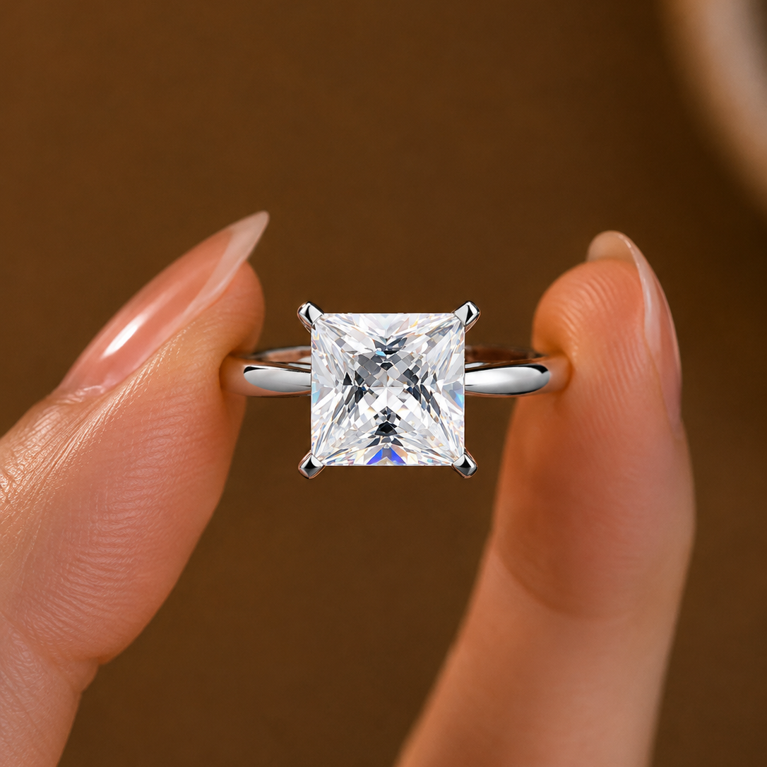 Solitaire Princess-Cut Diamond Engagement Ring