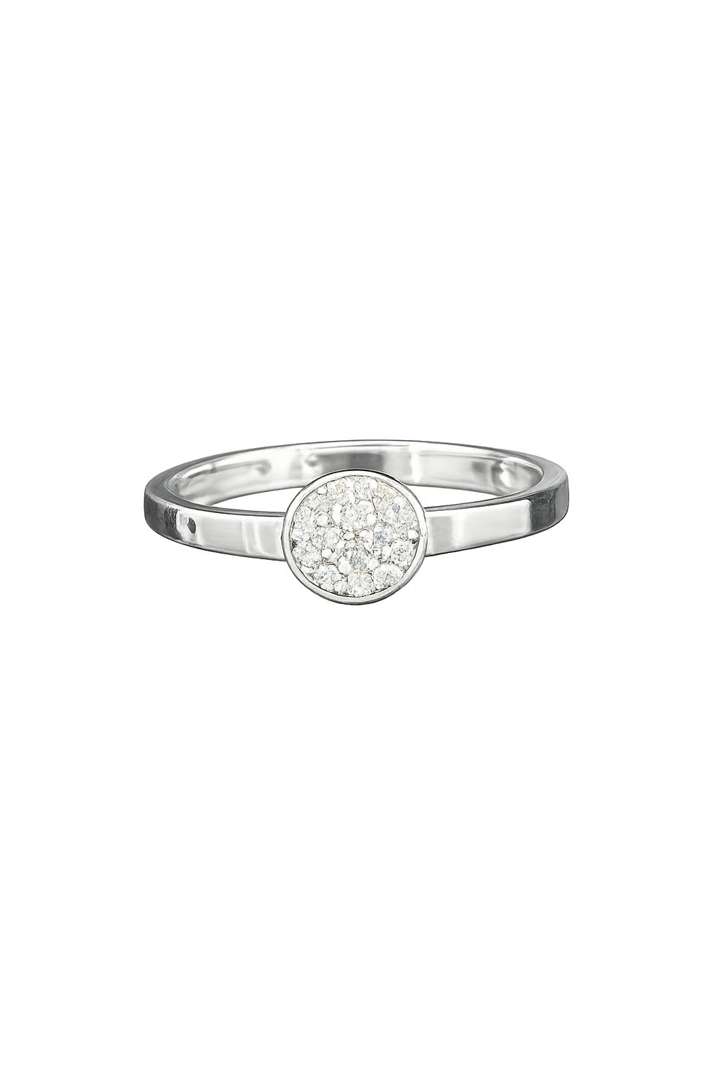 Minimalist Pave Disc Silver Ring