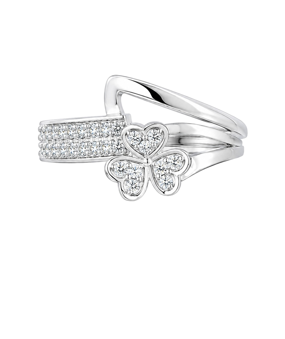 Elegantly Entwined Clover Ladies Diamond Band