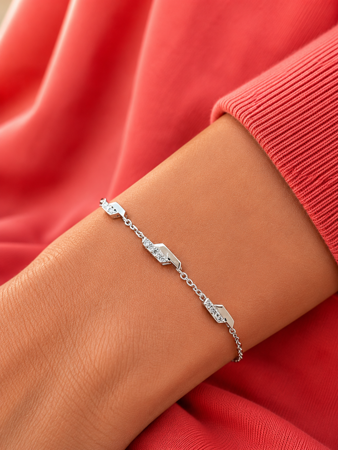 Modern Pavilion Multi-Station Silver Bracelet