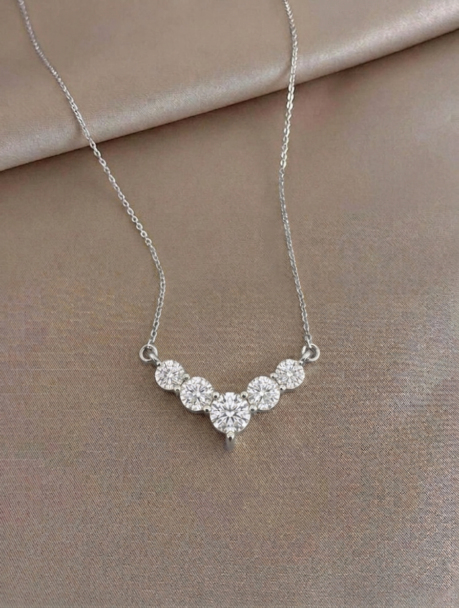 V-Shaped Five-Stone Diamond Pendant