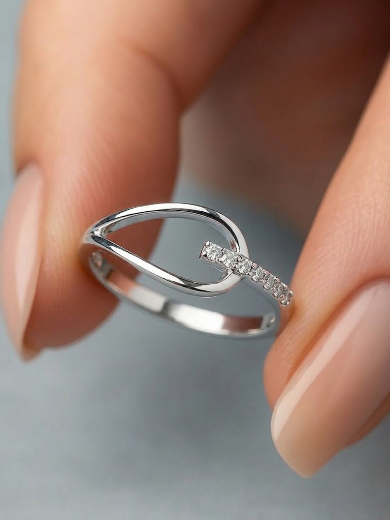 Minimalist Teardrop Pavé Ring