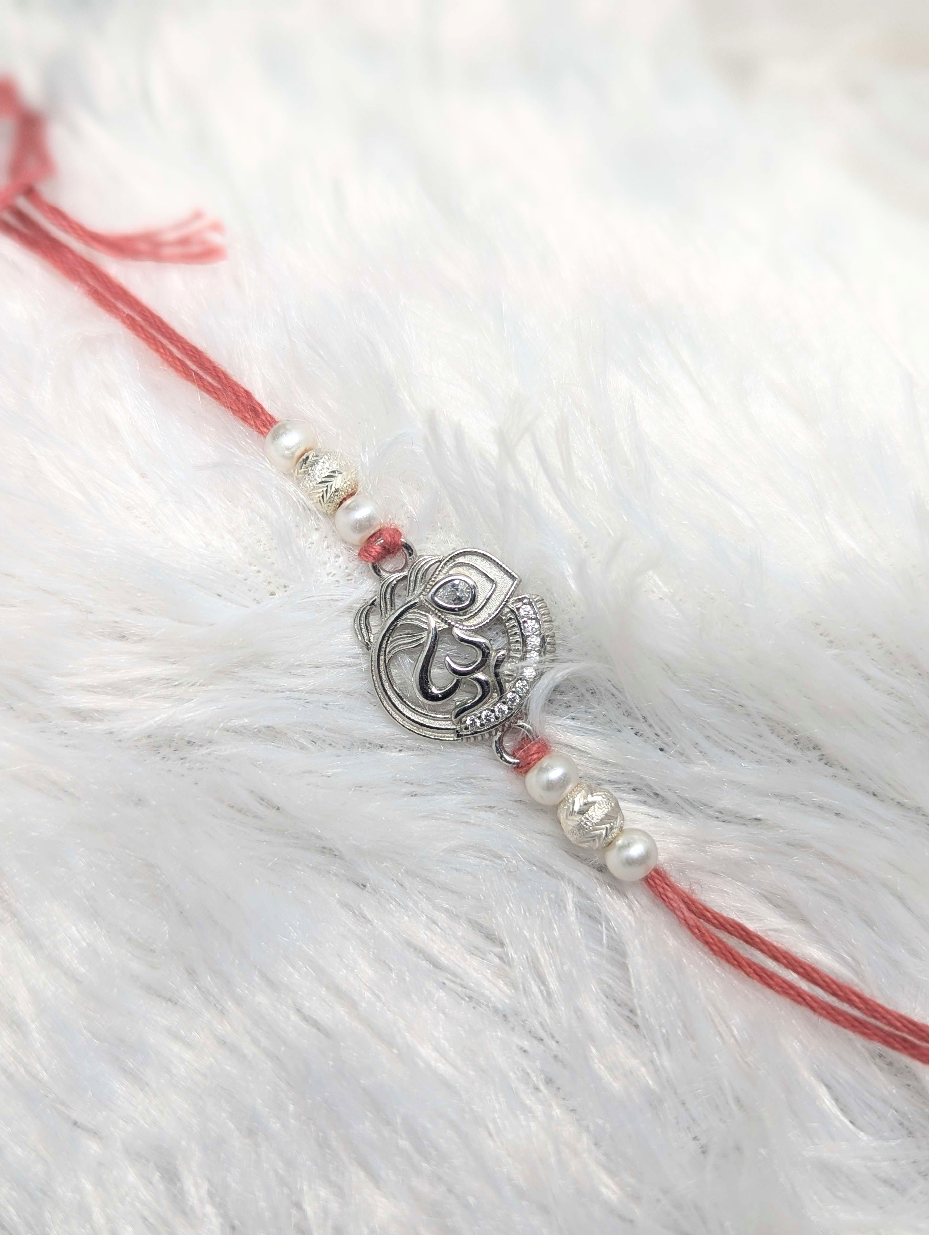 Divine Ganesha-Om Sterling Silver Rakhi