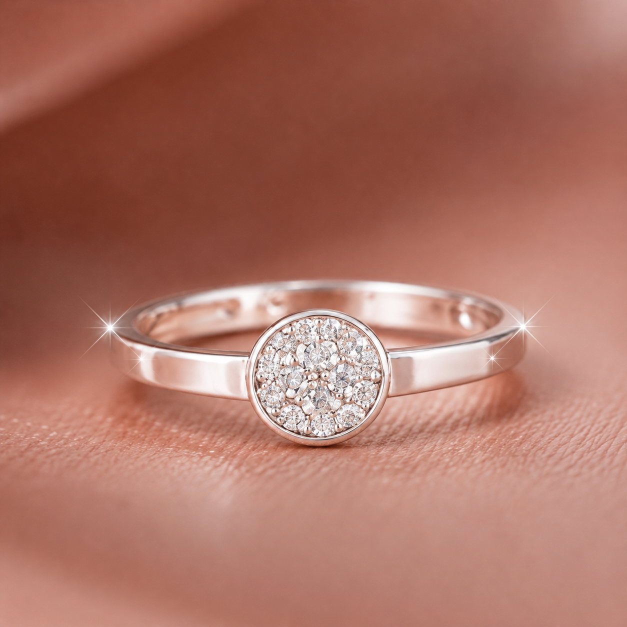 Minimalist Pave Disc Silver Ring