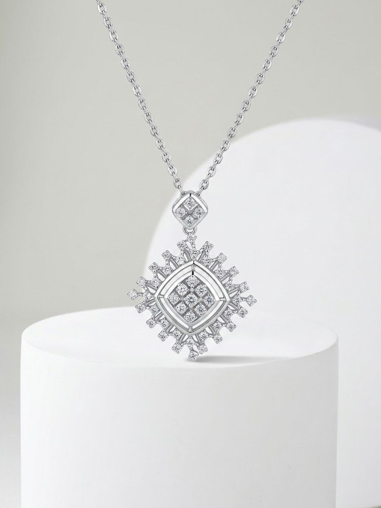 Radiant Geometric Pavé Pendant