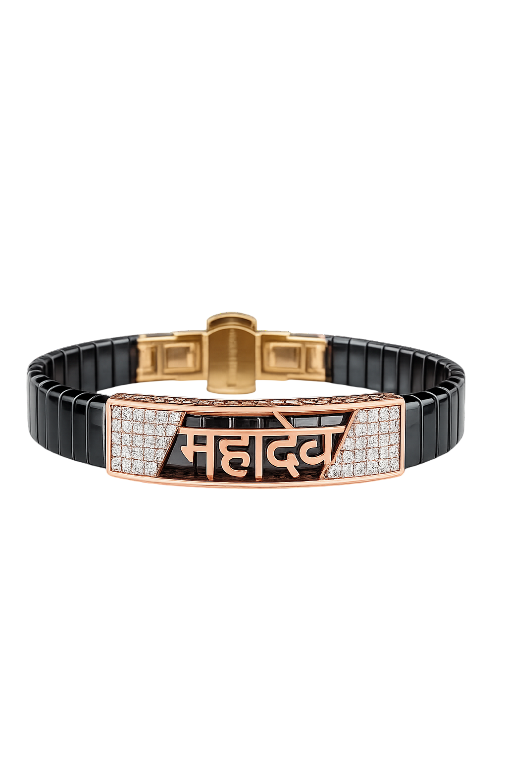 Mahadev Rose Gold and Black Ceramic Spiritual Bracelet