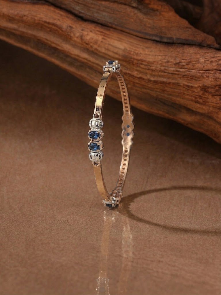 Elegant Dual-Sapphire Accent Rose Gold Bangles
