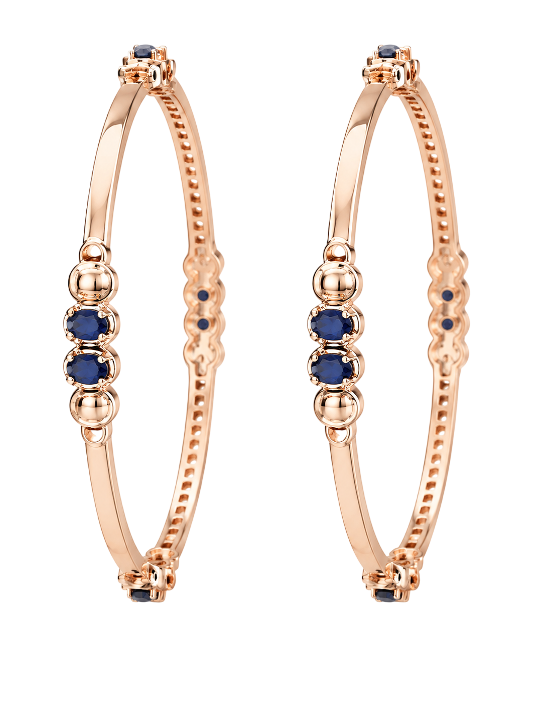 Elegant Dual-Sapphire Accent Rose Gold Bangles