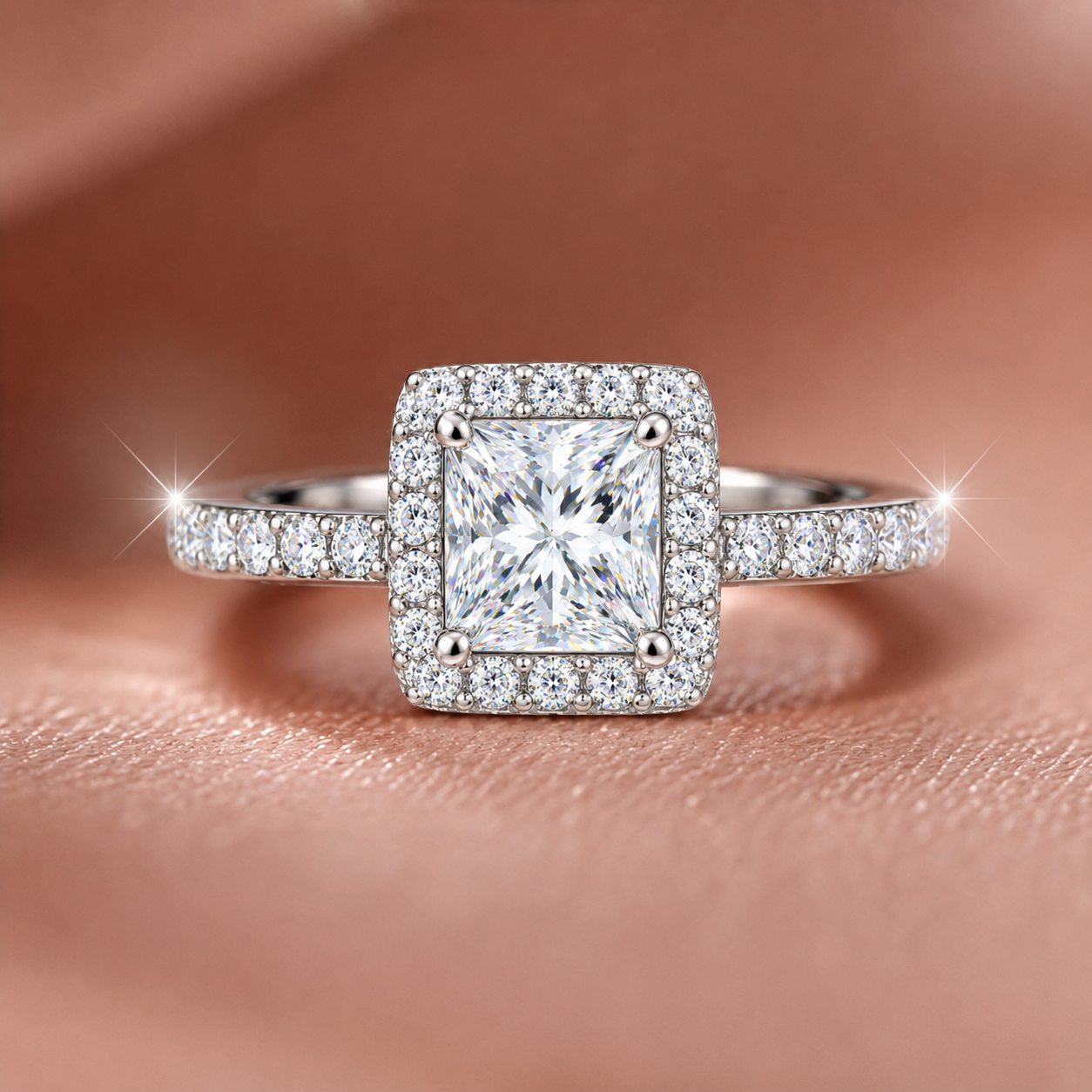 Radiant Princess-Cut Halo Engagement Ring