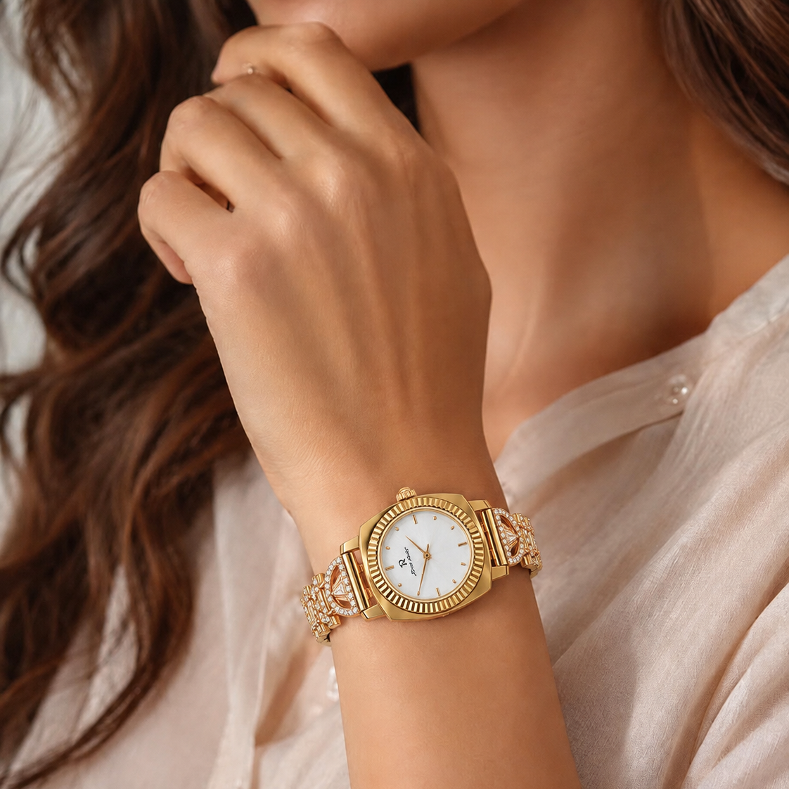 Piere Rene Luxury Embellished Ladies Wristwatch & Bracelet