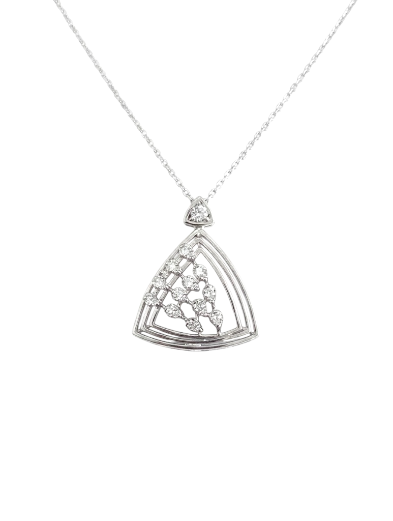 Contemporary Art Deco Shield Pendant Necklace