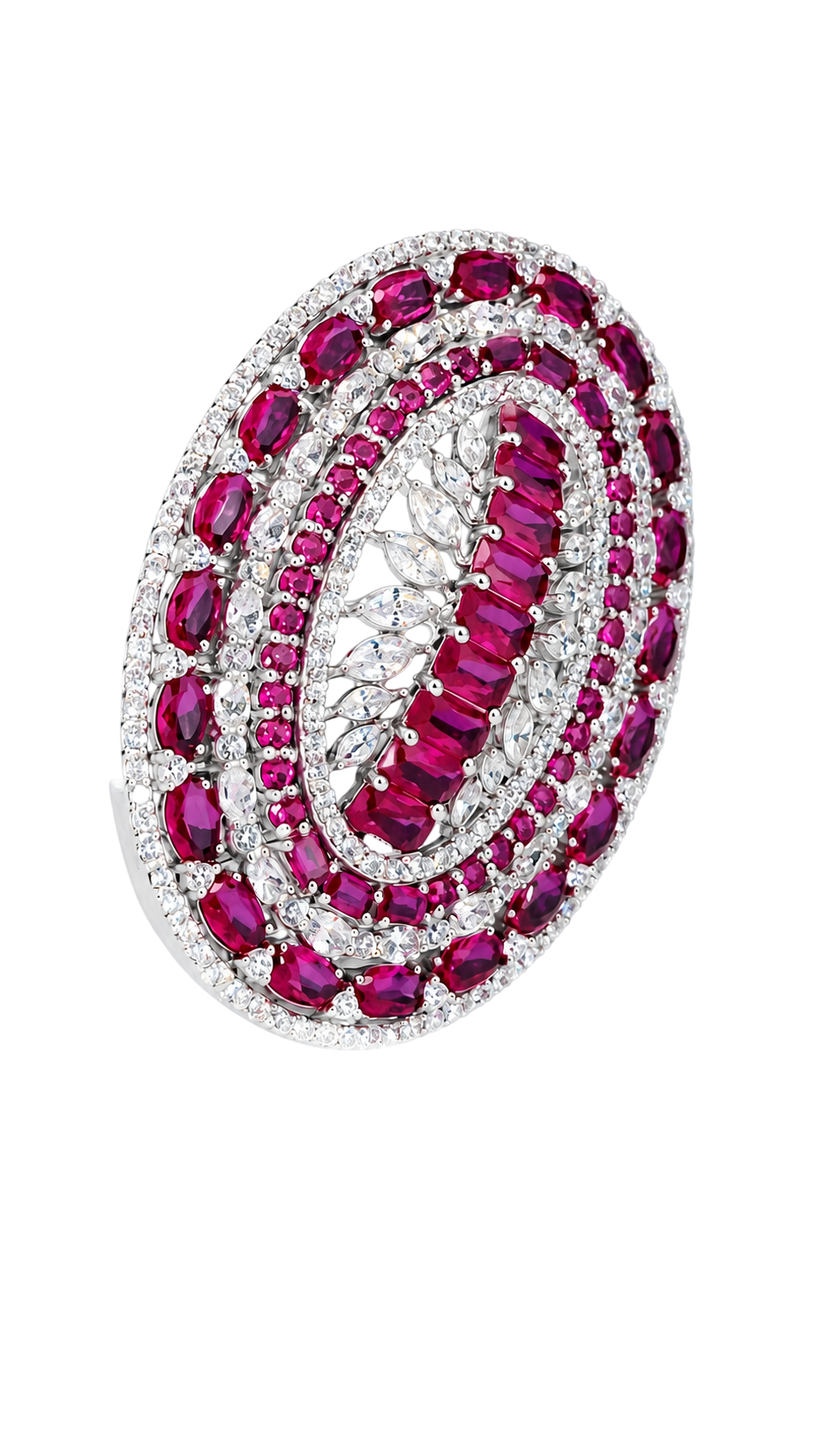 Royal Ruby and Crystal Oval Statement Ring