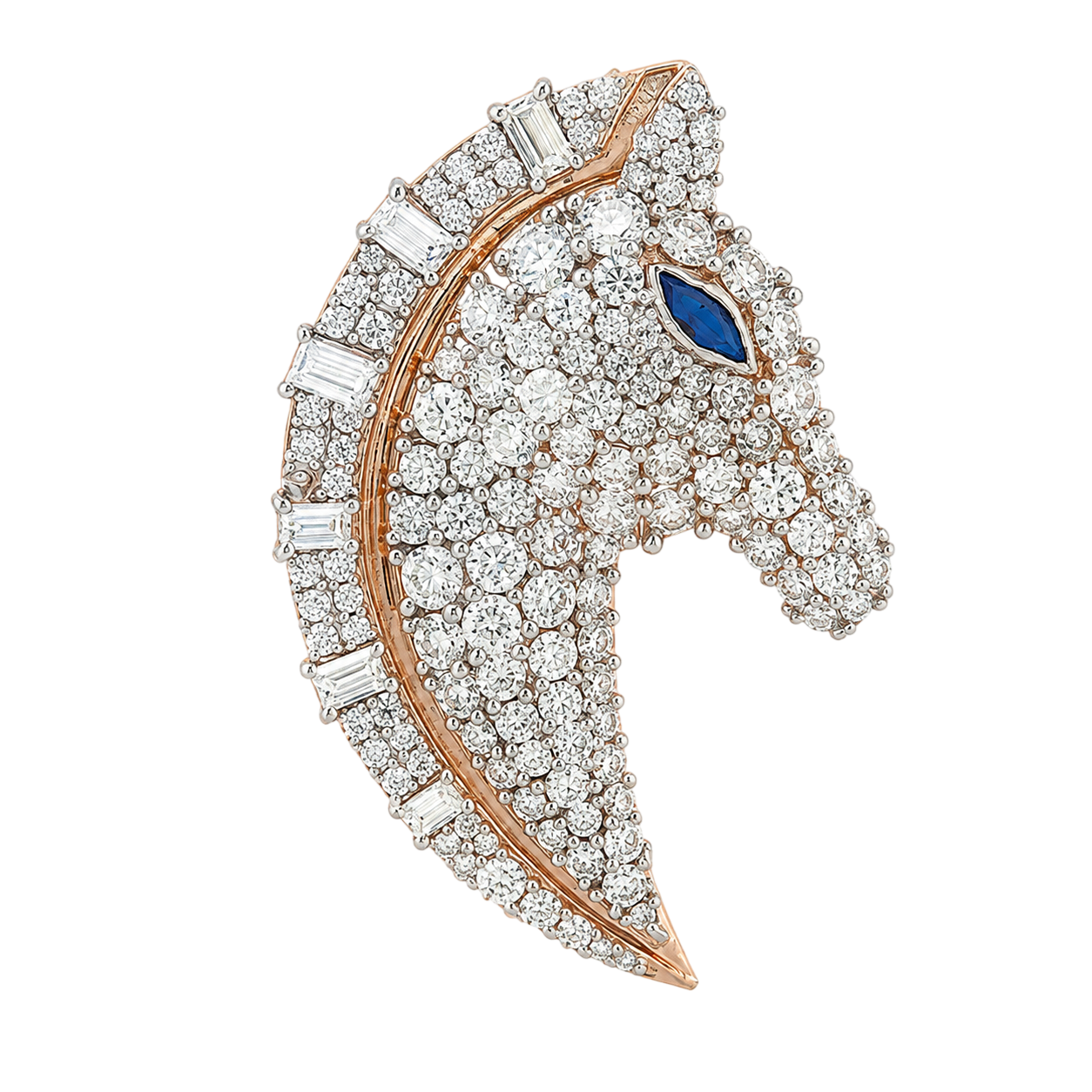 Majestic Diamond & Sapphire Equine Statement Brooch