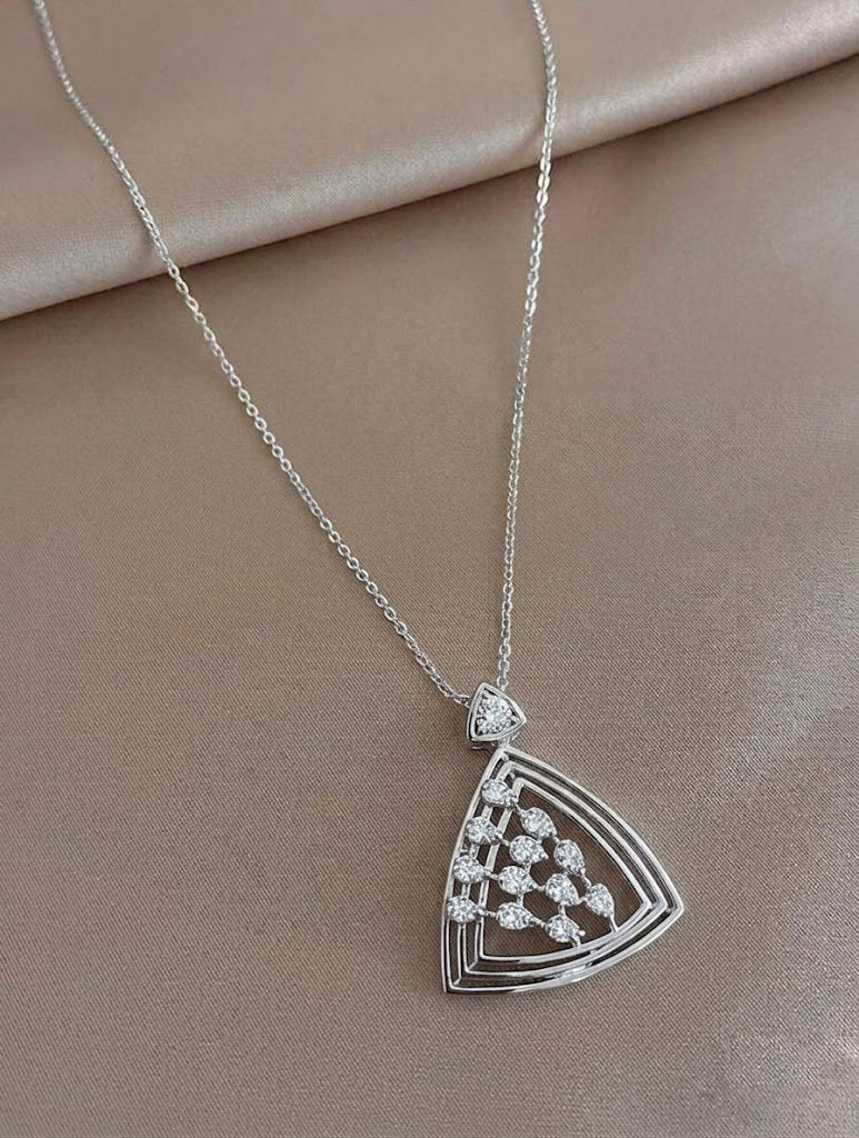 Contemporary Art Deco Shield Pendant Necklace