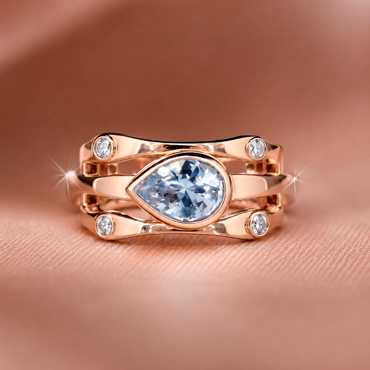 Avant-Garde Multi-Strand Pear-Cut Statement Ring