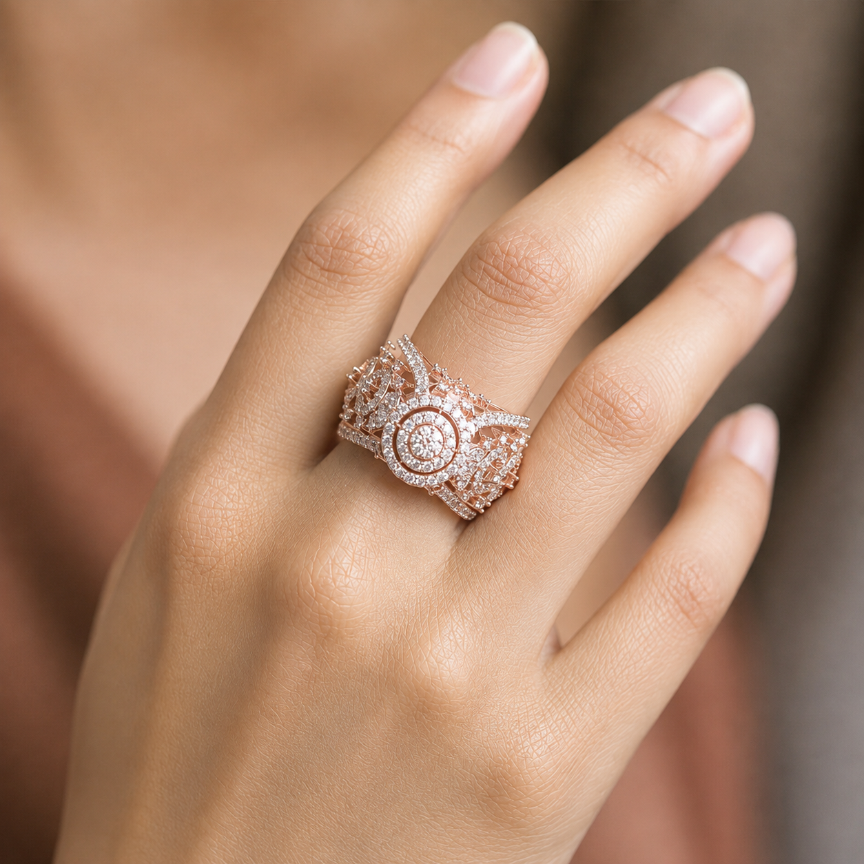 Grand Pavé Diamond Statement Ring