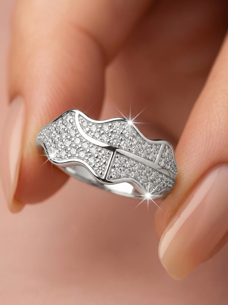 Wavy Pavé Statement Band