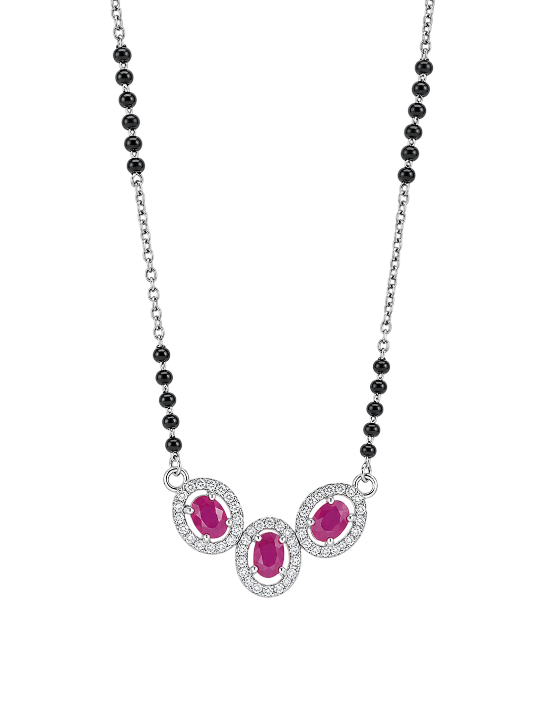 Elegant Triple-Oval Ruby Mangalsutra