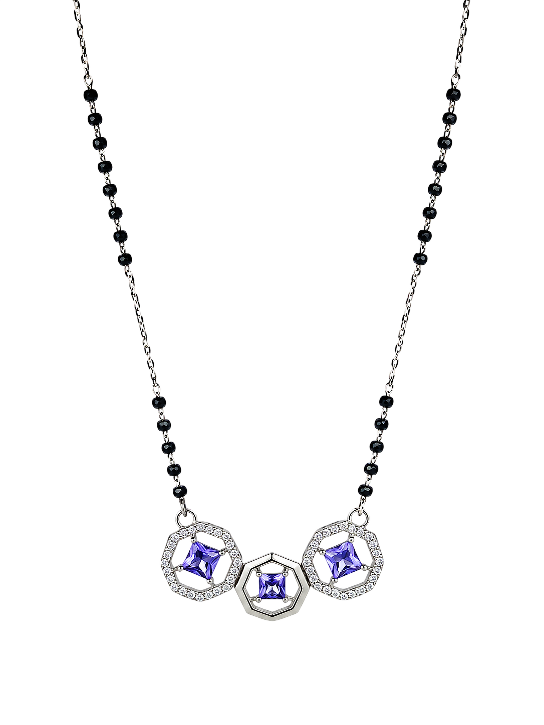 Geometric Violet-Stone Halo Mangalsutra