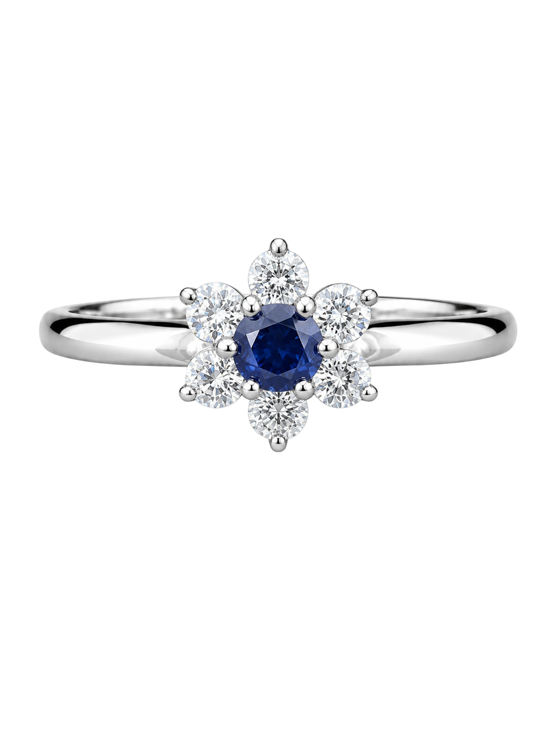Royal Sapphire Floral Cluster Ladies Band