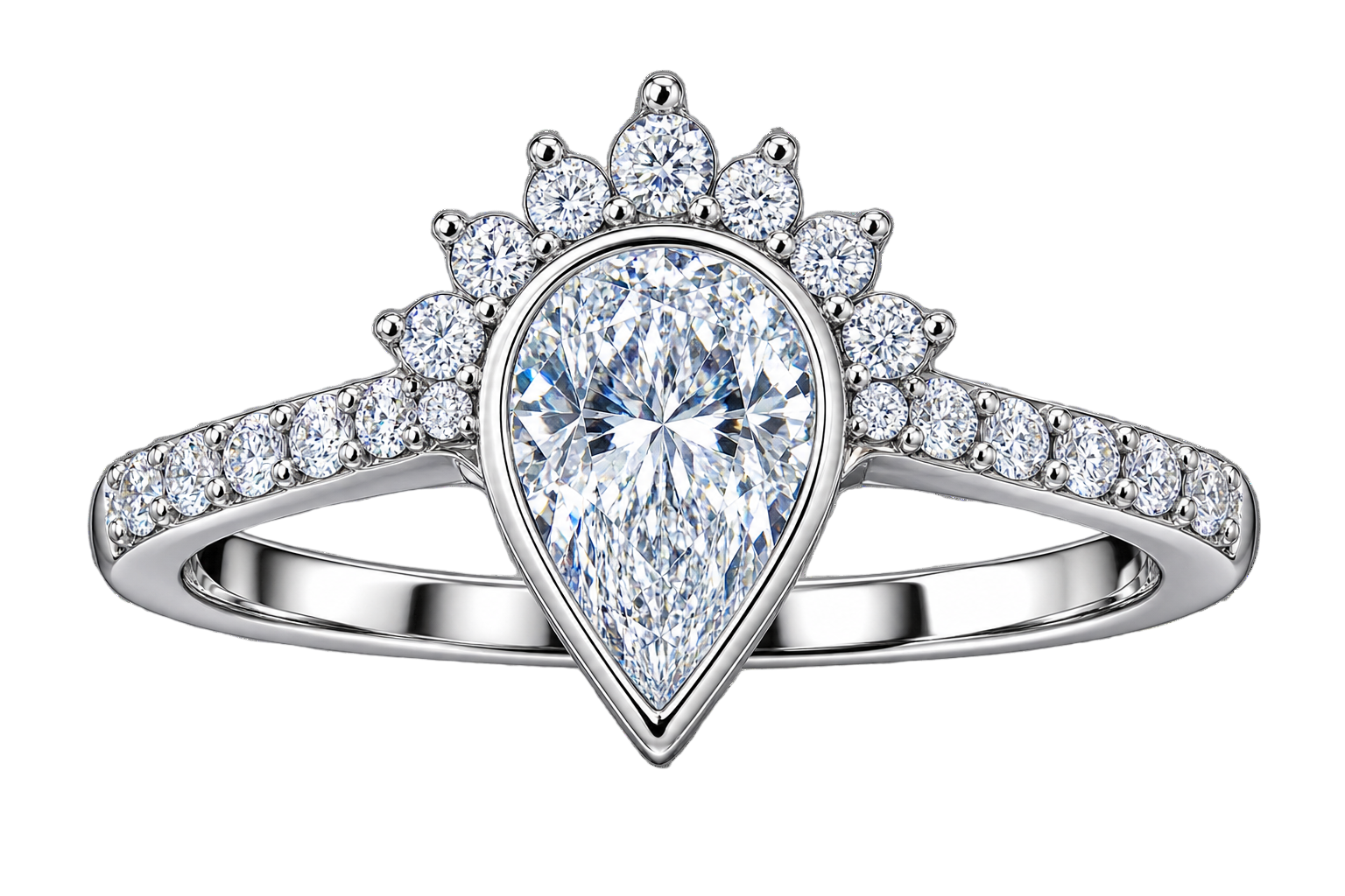Radiant Pear-Cut Crown Cluster Statement Ring