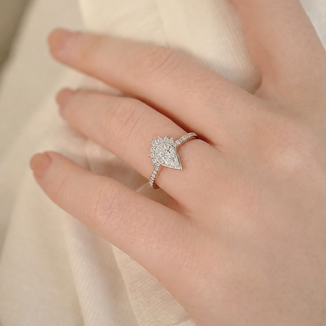 Radiant Pear-Cut Crown Cluster Statement Ring