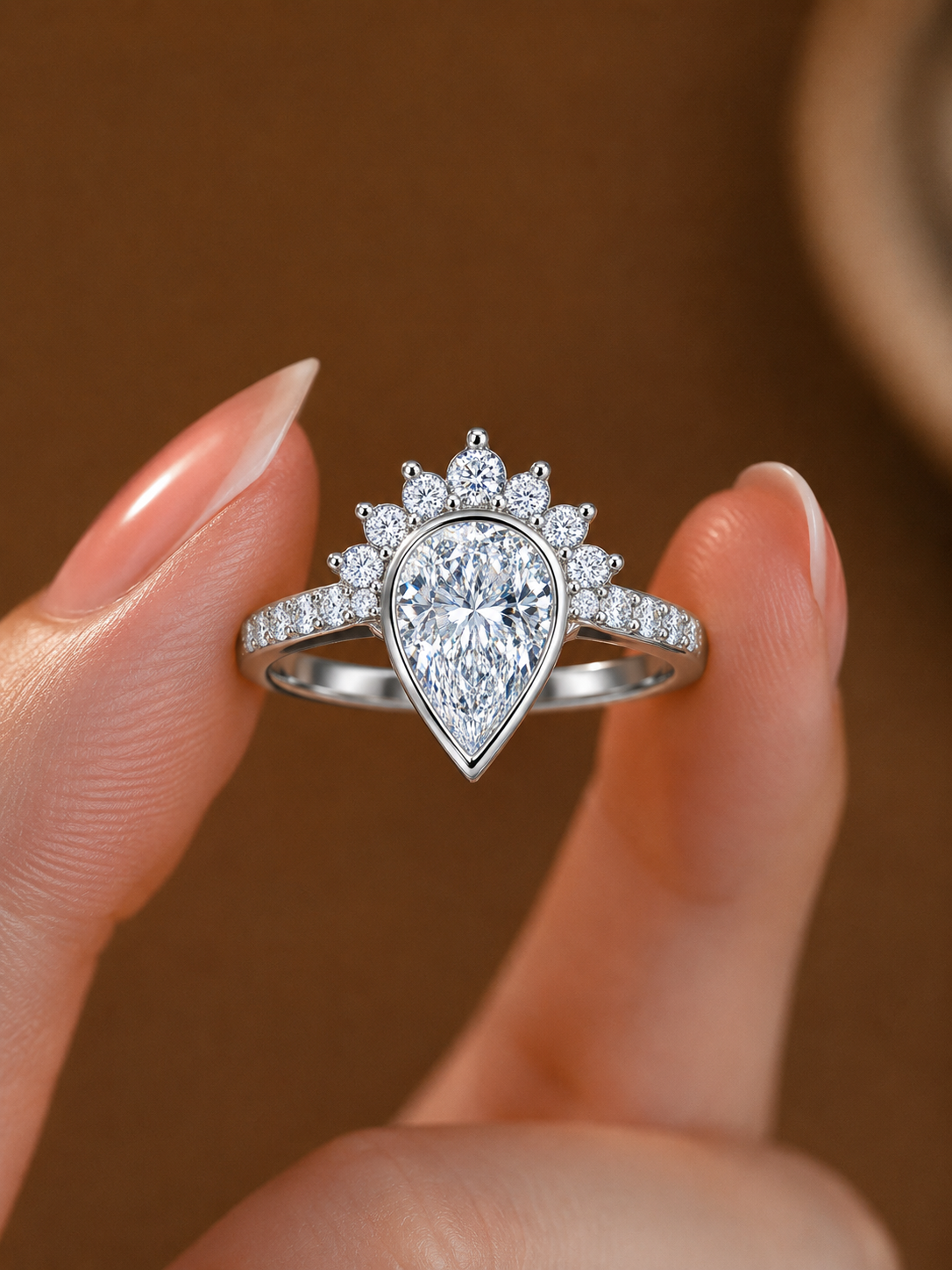 Radiant Pear-Cut Crown Cluster Statement Ring