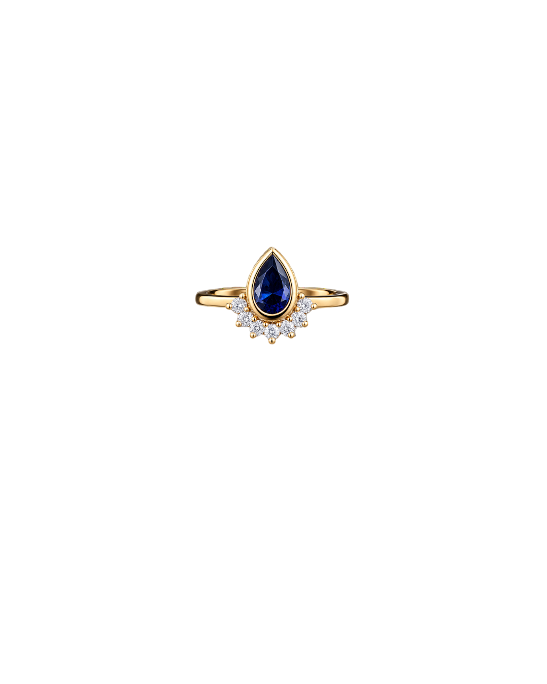 Regal Pear-Cut Sapphire and Diamond Halo Cluster Ring