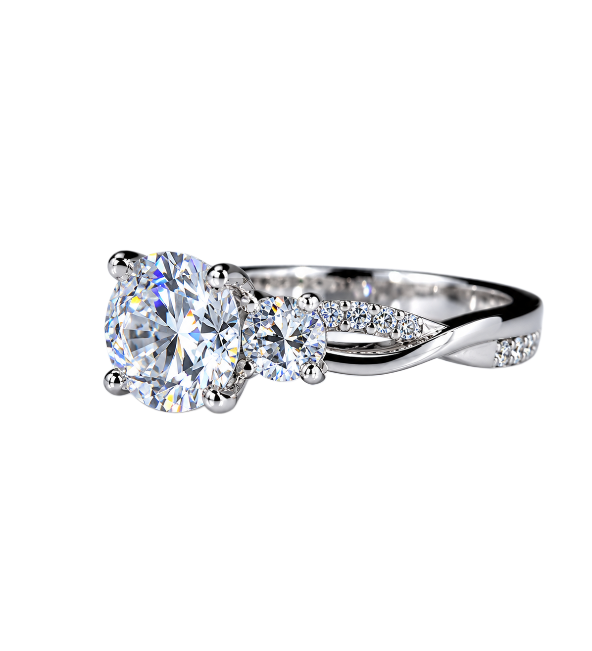 Elegant Three-Stone Bypass Diamond Ring