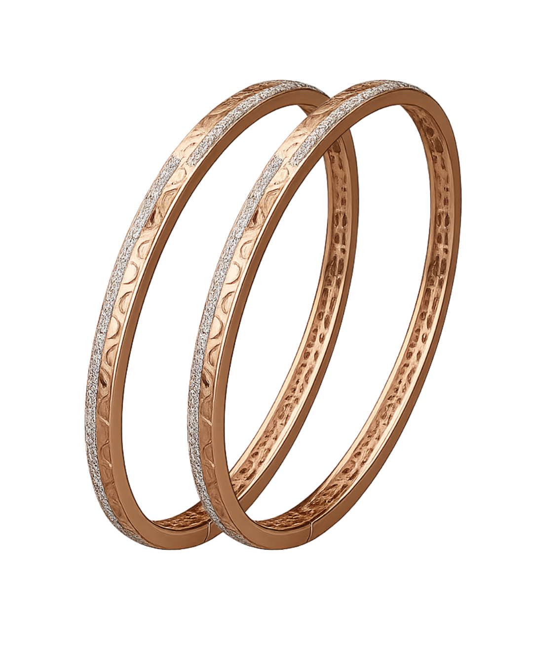 Textured Half-Pave Crystal Rose Gold Bangles