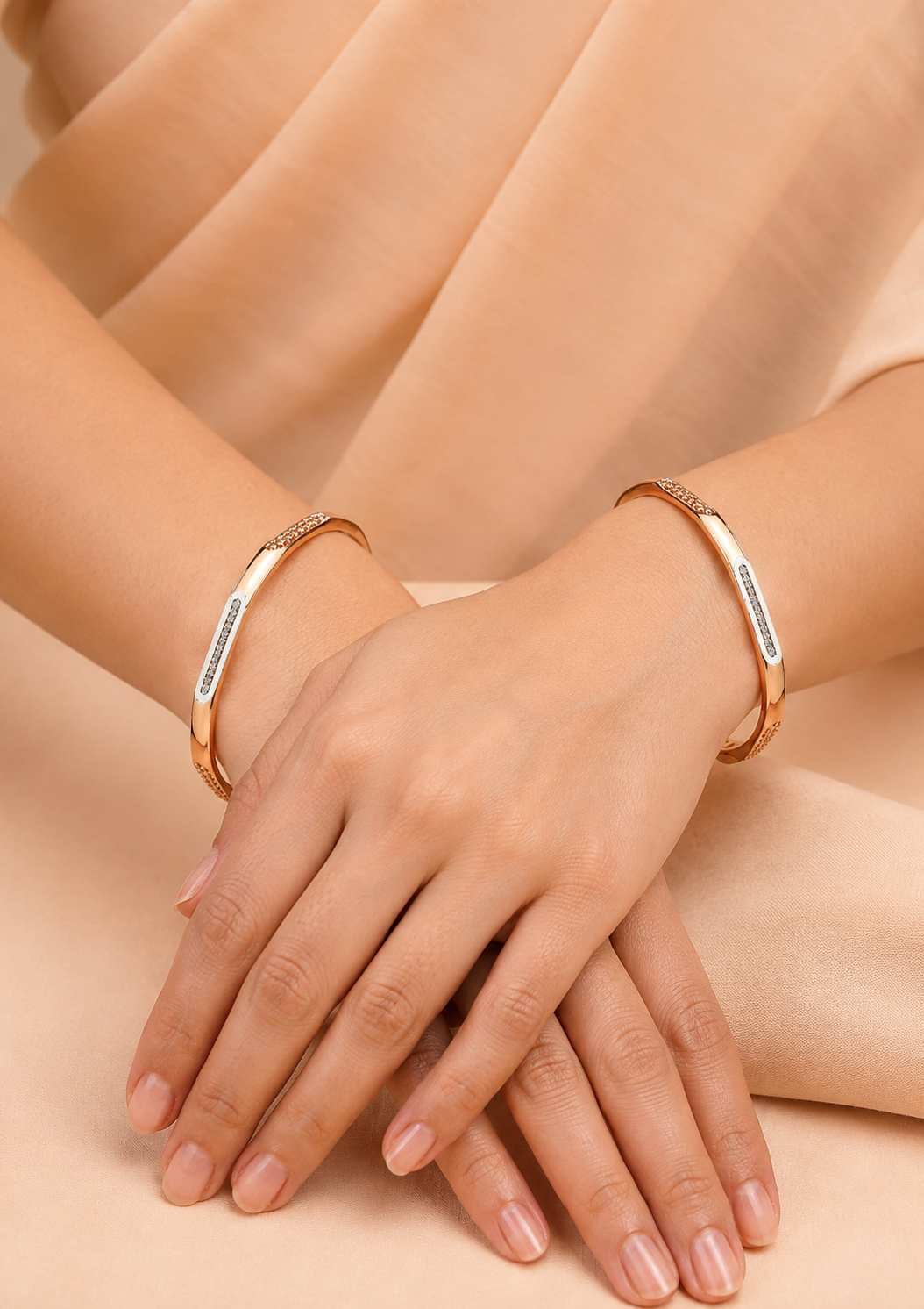 Modern Sleek Pavé-Accent Solid Bangle