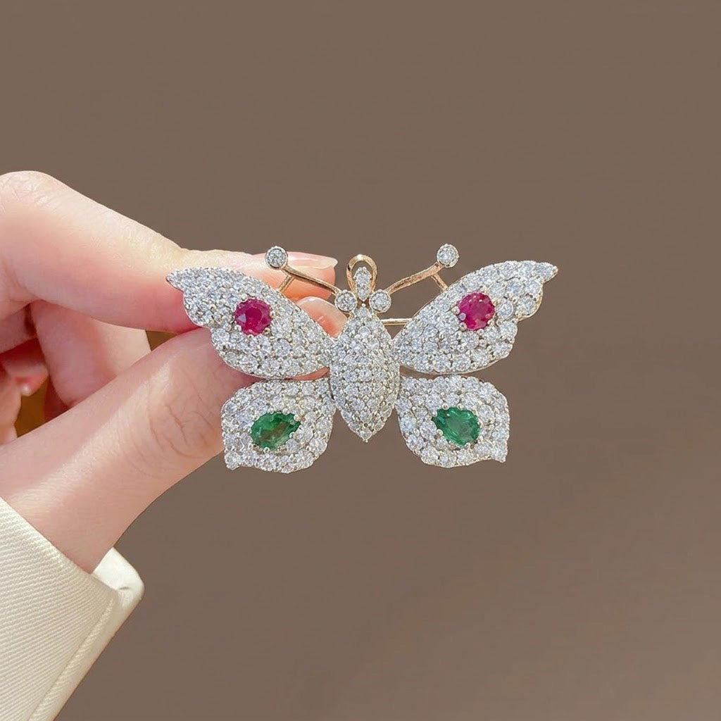 Enchanted Butterfly Gemstone Brooch