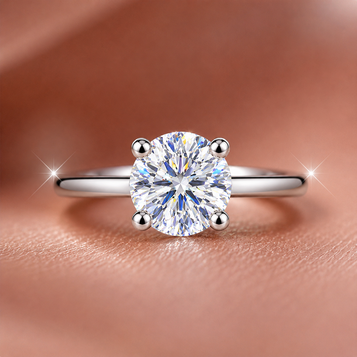 Solitaire Round Brilliant-Cut Engagement Ring