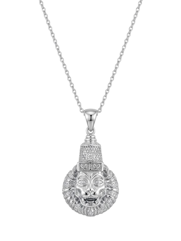 Regal Majestic Lion Head Pendant with Curb Chain