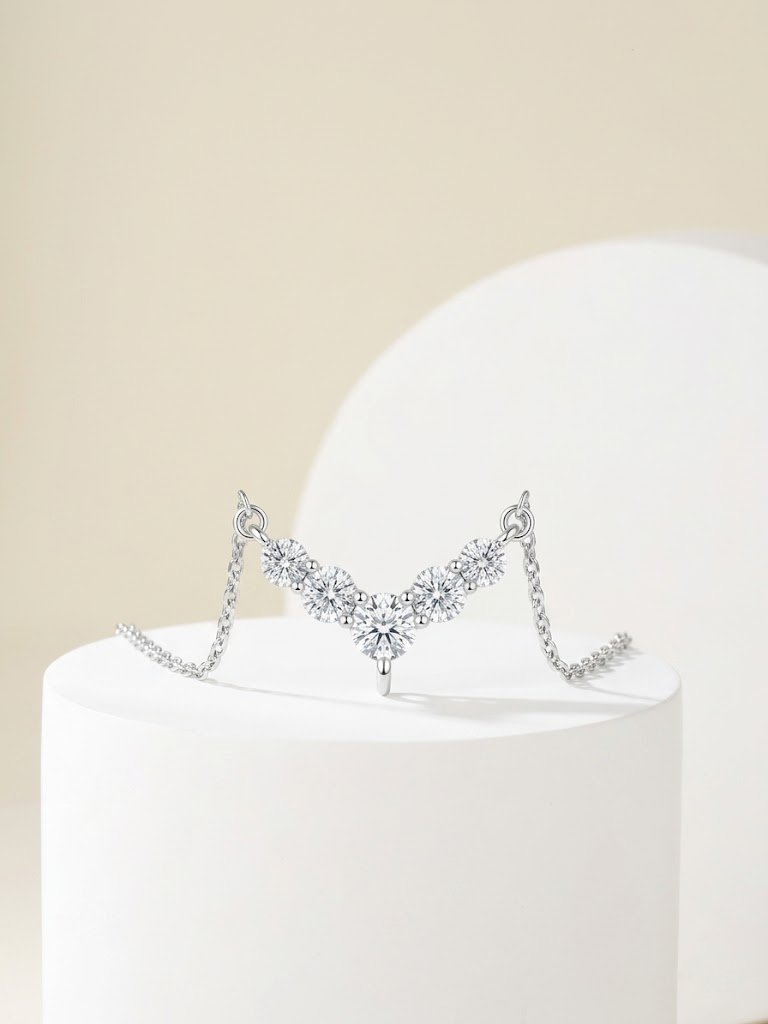 V-Shaped Five-Stone Diamond Pendant