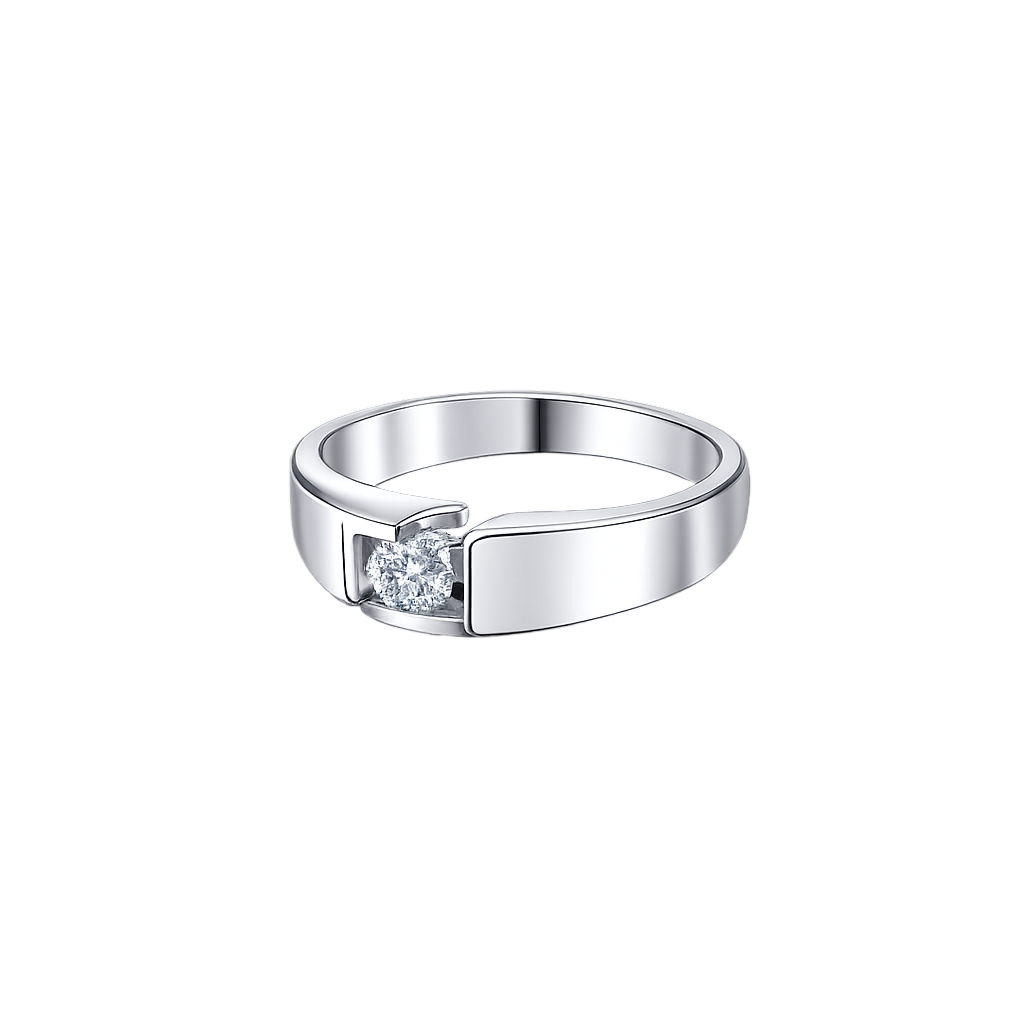 Contemporary Tension-Set Solitaire Ladies Band