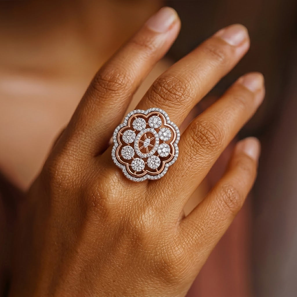 Radiant Floral Cluster Diamond Statement Ring