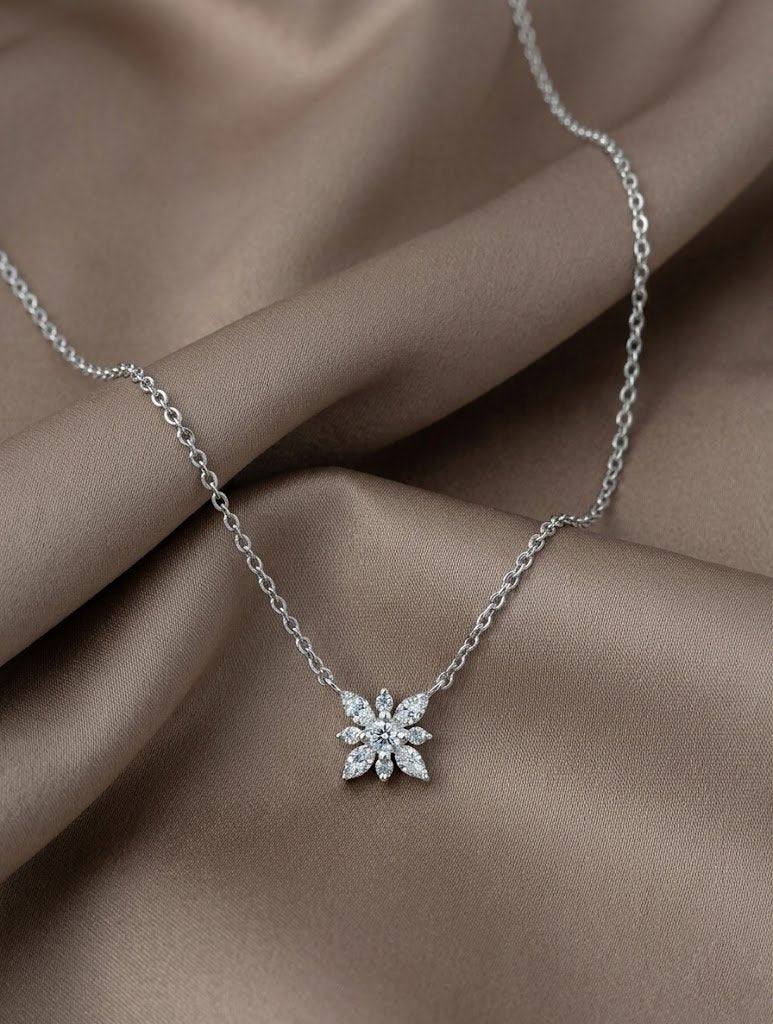 Radiant Floral Marquise Diamond Pendant
