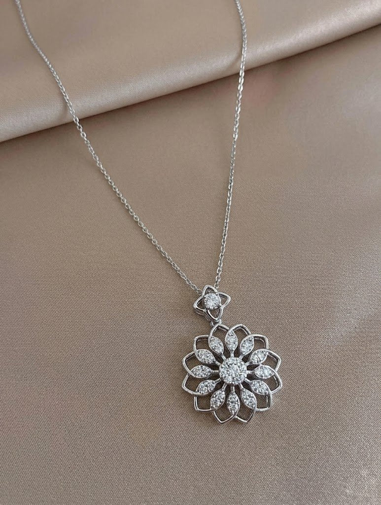 Majestic Blooming Sunflower Medallion Necklace