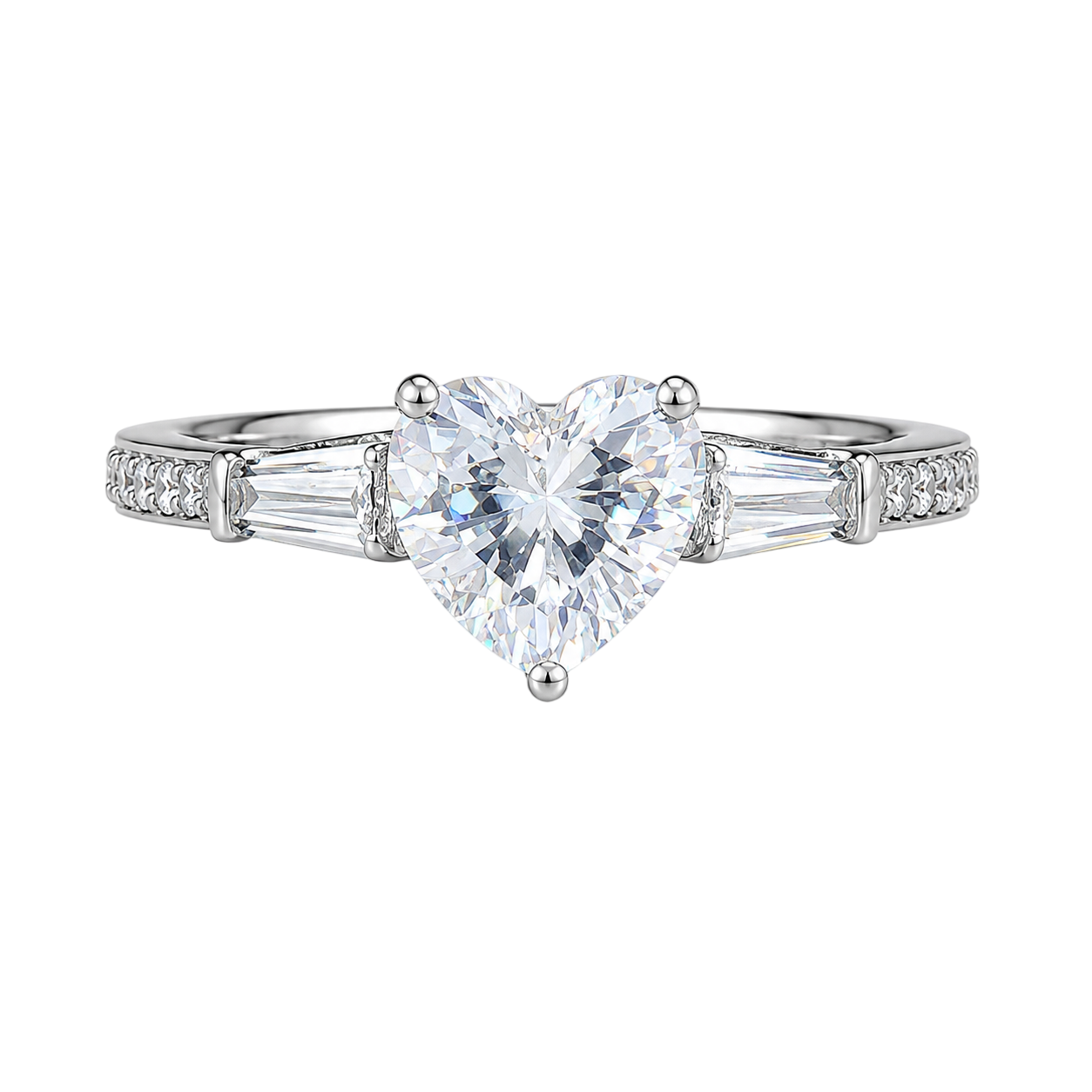 Romantic Heart-Cut Three-Stone Statement Ring