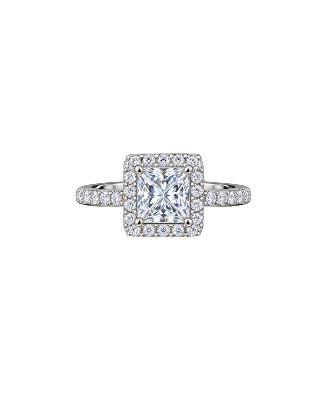 Radiant Princess-Cut Halo Engagement Ring