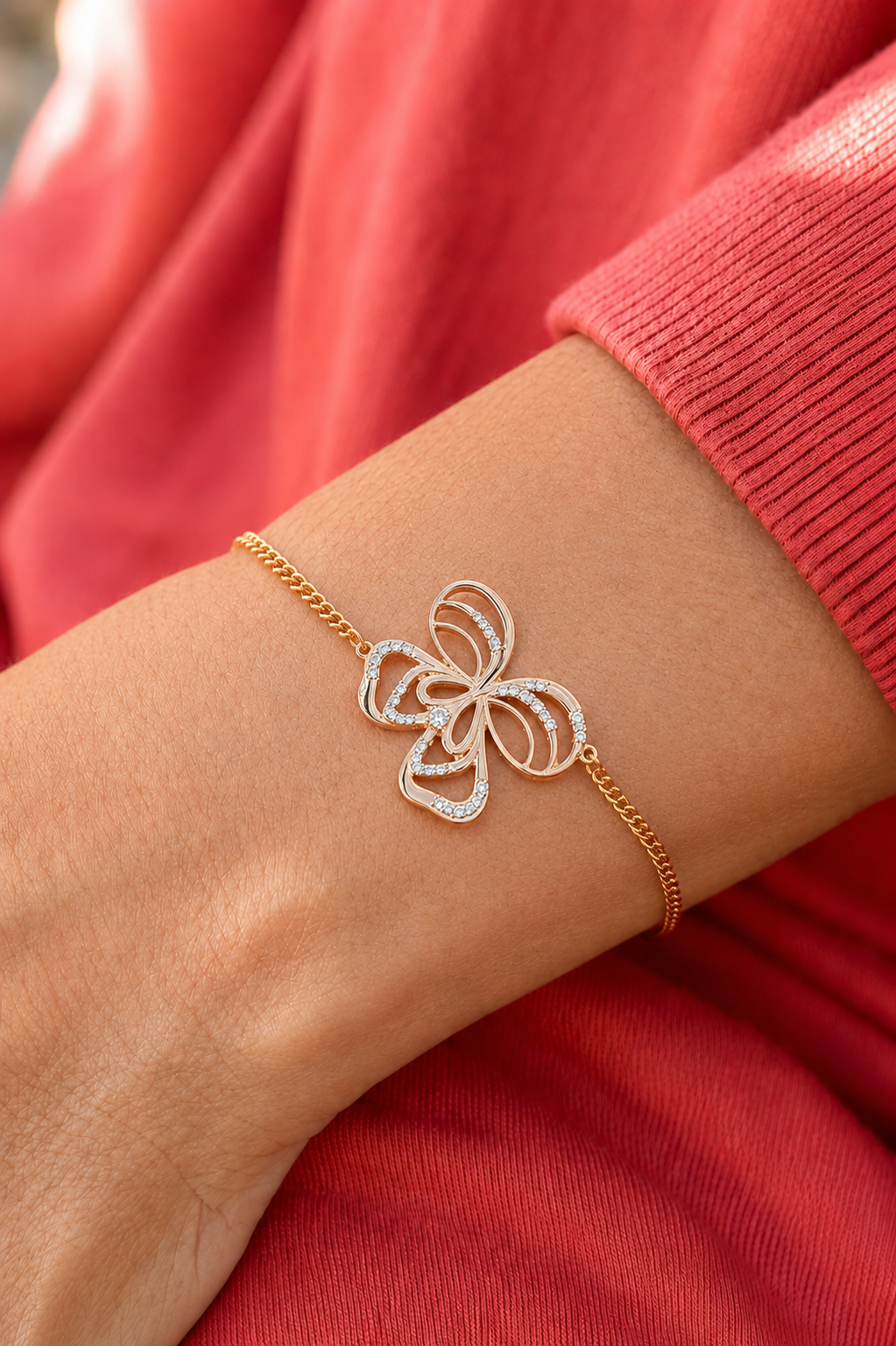 Luminous Butterfly Motif Gold Bracelet