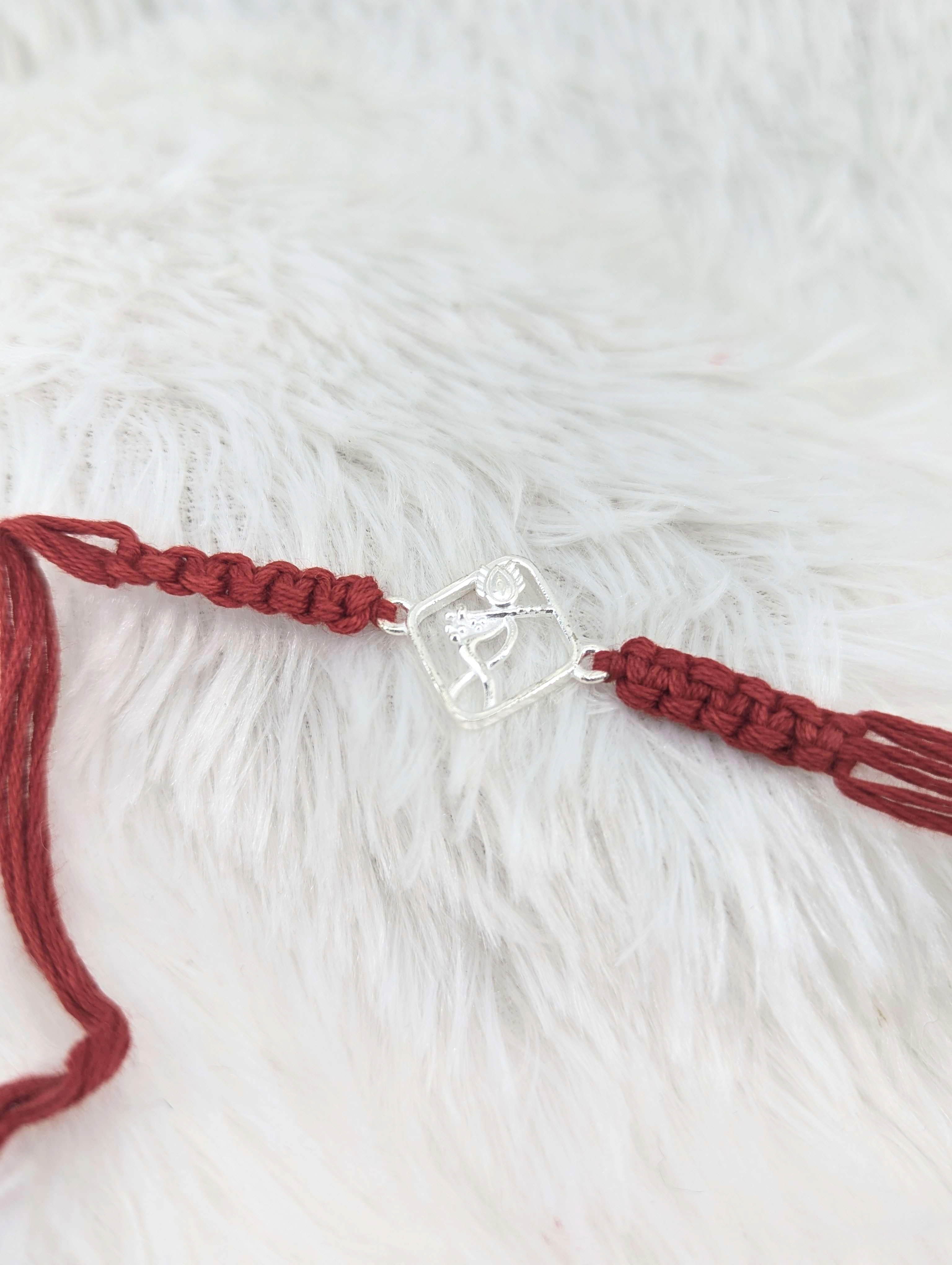 Divine Krishna Flute Silver Motif Rakhi