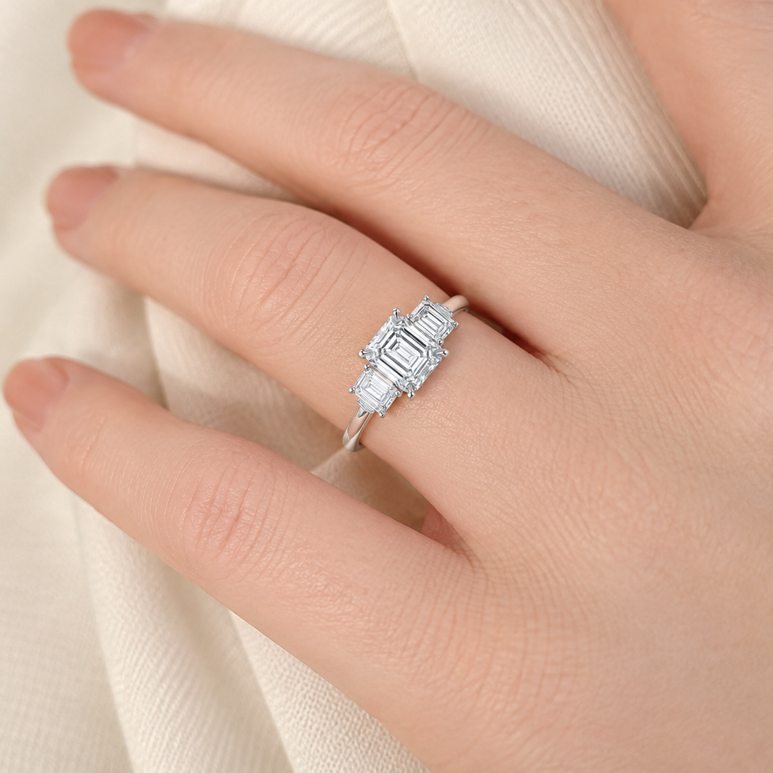 Grand Five-Stone Emerald-Cut Diamond Ring