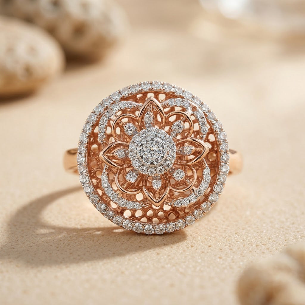 Lacy Floral Diamond Statement Ring